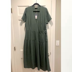 Gauze Wrap Dress with Pockets